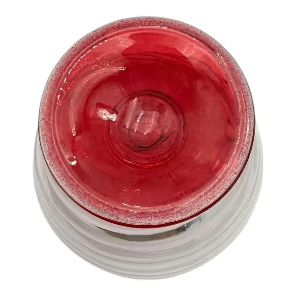 1-Swirl Foot Manhattan Park Ave Depression Dessert Compote‎ Glass Dish Pink/Red
